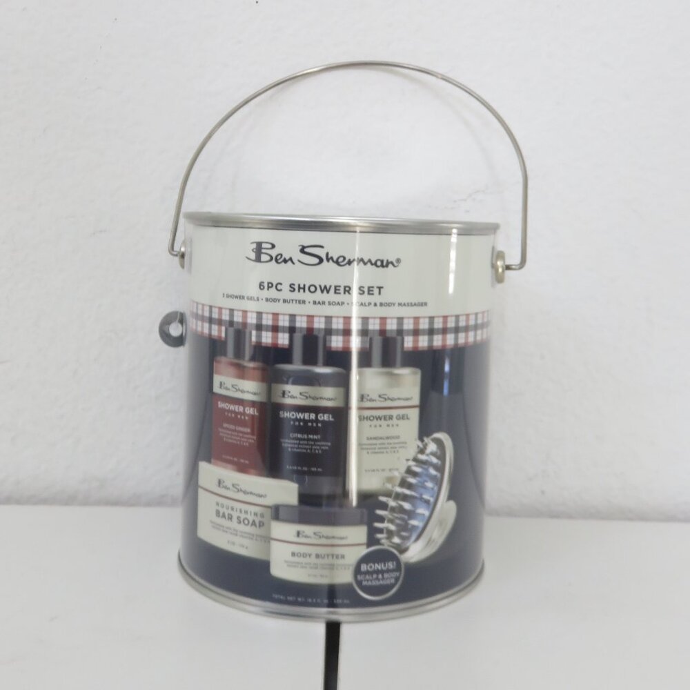 (#128) BEN SHERMAN Paint Can 6pc SHOWER SET